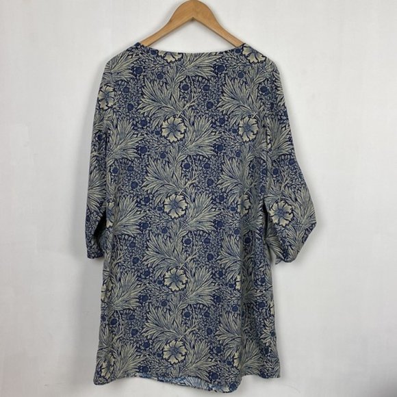 H&M x William Morris & Co 8 Floral Print Tunic Shift Dress Blue Tie Sleeves - Picture 12 of 12